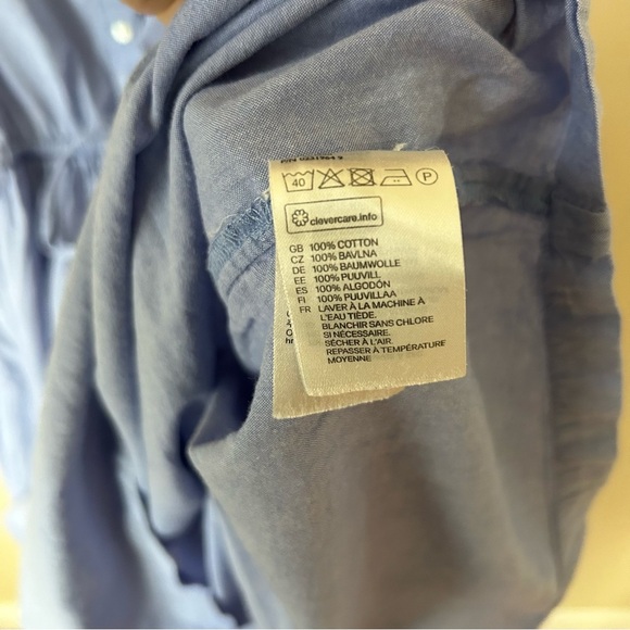 H&M Blue Button Down Sleeveless Spaghetti Strap Pocket Sundress Mini Size 6 - Picture 4 of 7